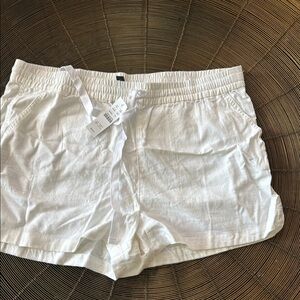 J. Crew White Bermuda Shorts with Elastic Waistband